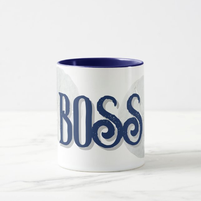 Sand Dollars Boss Text White Coffee Mug (Center)