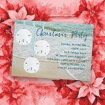 Sand Dollars Christmas Party Beach Theme Invitation<br><div class="desc">Sand dollar ornaments,  beach themed Christmas party invitation.  Customize modern fonts over an edge of the sea image.</div>