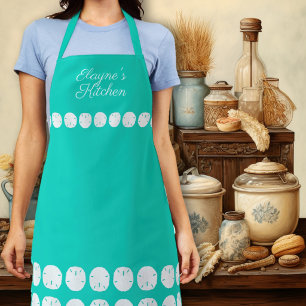 Sand Dollars Personalized Turquoise Kitchen Apron