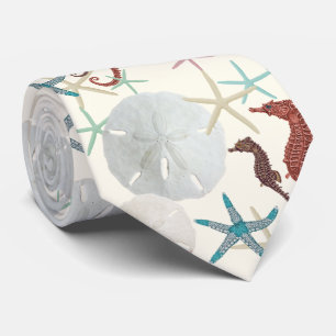 Sand Dollars Sea Horses Starfish Unisex Tie