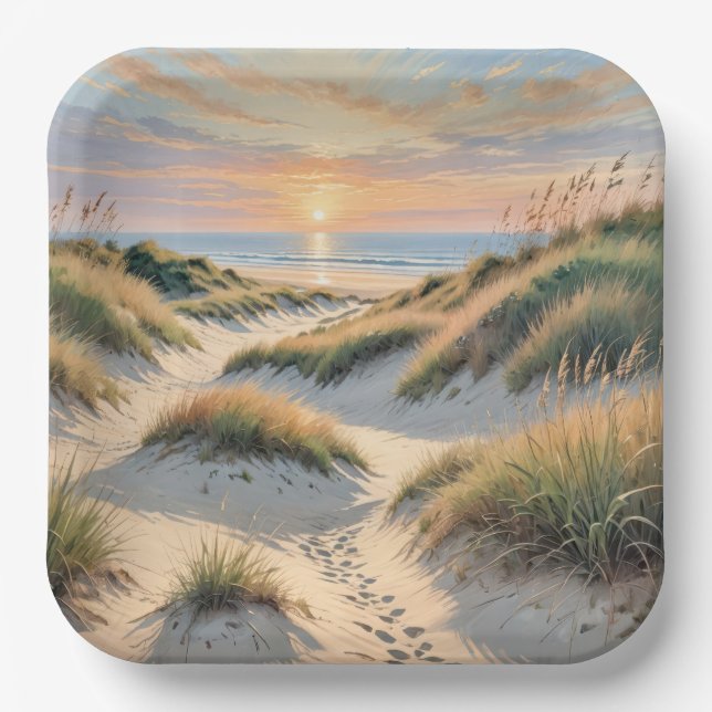 Sand Dune Footprints Paper Plate (Front)