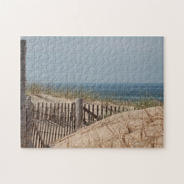 Sand dunes and beach fence jigsaw puzzle (Horizontal)