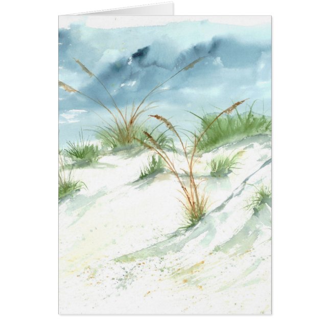 Sand dunes beach seascape nautical watercolor art (Front)