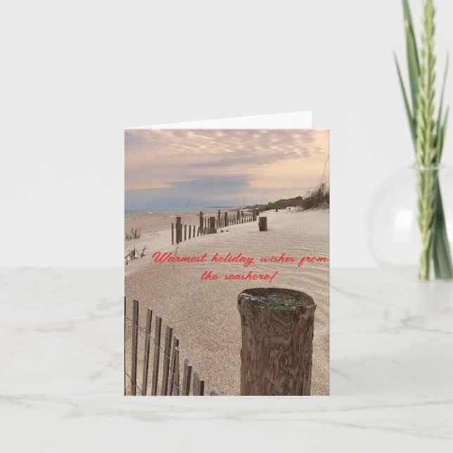 Sand dunes Christmas beach theme folded card  (Front)