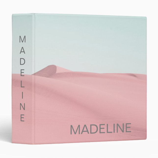 Sand Dunes Desert Sky Photo Pink Modern Personal Binder (Front/Spine)