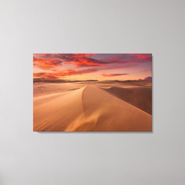 Sand Dunes in the Desert at Sunset Canvas Print (Front)