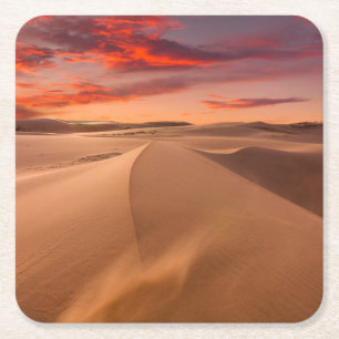 Sand Dunes in the Desert at Sunset Square Paper Coaster