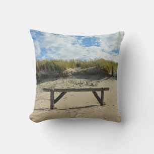 Sand dunes with wooden fence throw pillow