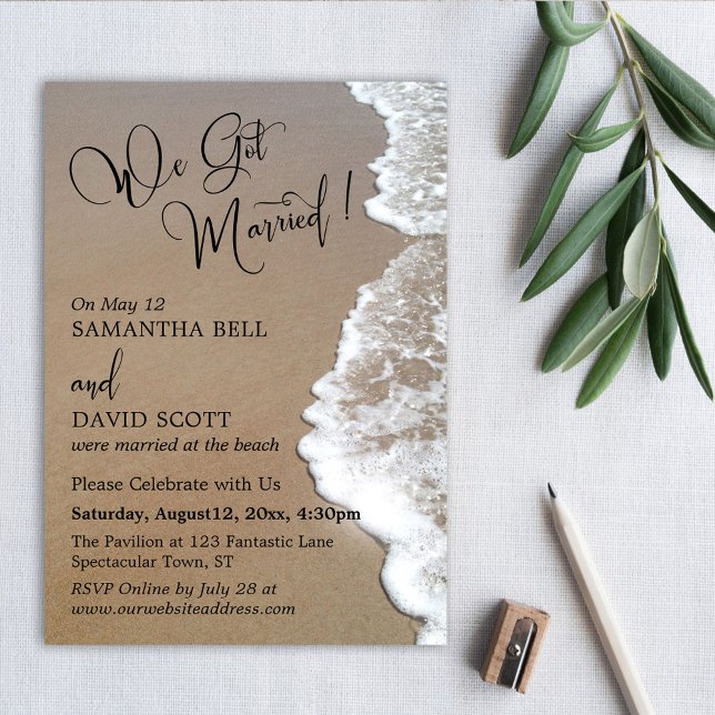 Sand & Foam Beach Photo, We Got Married Invitation (Creator Uploaded)