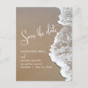 Sand & Foam Beach Wedding Save the Date 1b Announcement Postcard