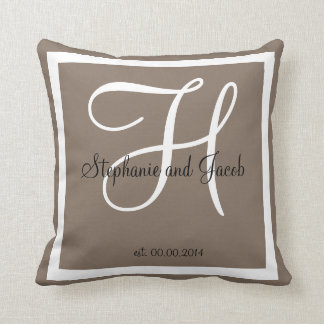 Sand grey taupe custom Wedding keepsake pillow