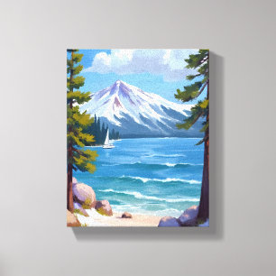 Sand Harbor Beach Lake Tahoe Painting Canvas Print