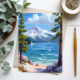 Sand Harbour Beach Lake Tahoe Painting Postcard