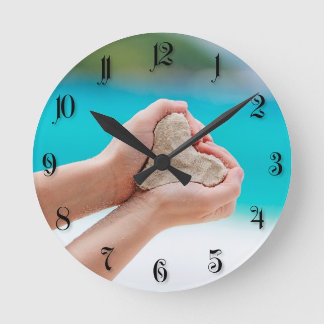 Sand heart round clock (Front)