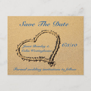 Sand Heart Save the Date Announcement Card