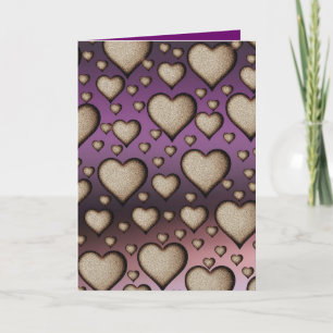 Sand Hearts on purple Background Holiday Card