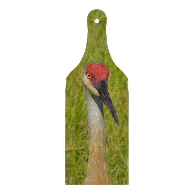 Sand Hill Crane Looking At Camera Cutting Board (Front)