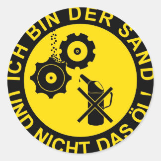 sand in the gear classic round sticker