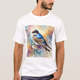 Sand Martin Bird 070824AREF106 - Watercolor T-Shirt
