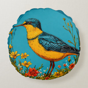 Sand martin bird round pillow