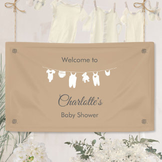 Sand Minimalist Gender Neutral Baby Shower Banner