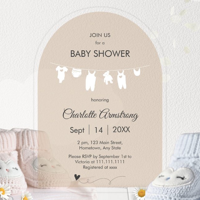 Sand Minimalist Translucent Baby Shower Acrylic Invitations (Sand Minimalist Translucent Baby Shower Acrylic Invitations ©Susanne Sachers - Sunny Mind 🌞)