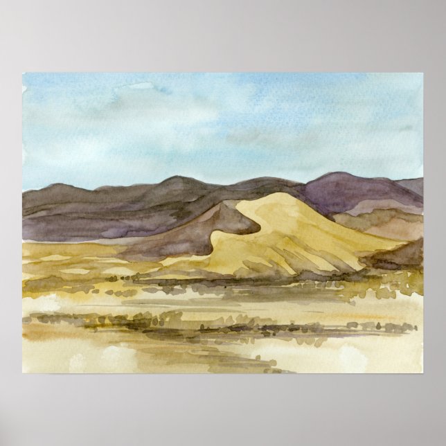 Sand Mountain Desert Landscape Watercolor  Poster (Front)