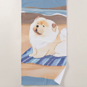 SAND N' SEA  Cream Chow Chow dog beach towel