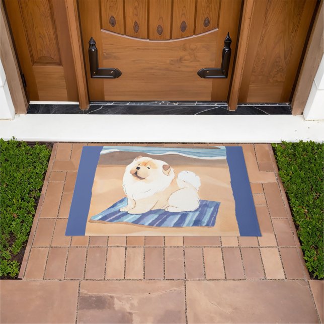 SAND N' SEA  Cream Chow Chow dog  Doormat (Outdoor)