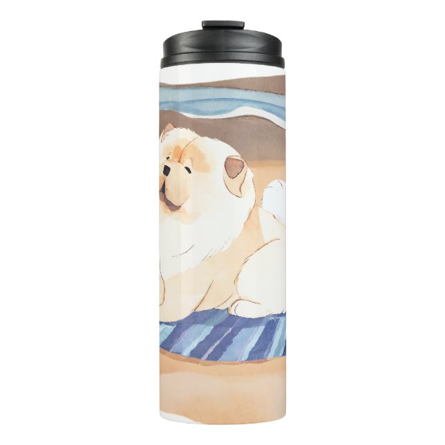 SAND N' SEA Cream Chow Chow dog  thermal tumbler (Front)