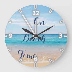 Sand Ocean Sky ,Beach Large Clock