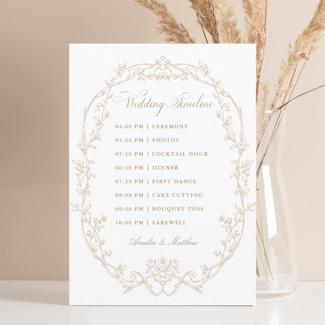 Sand Ornate Floral Frame Wedding Timeline Program (Creator Uploaded)