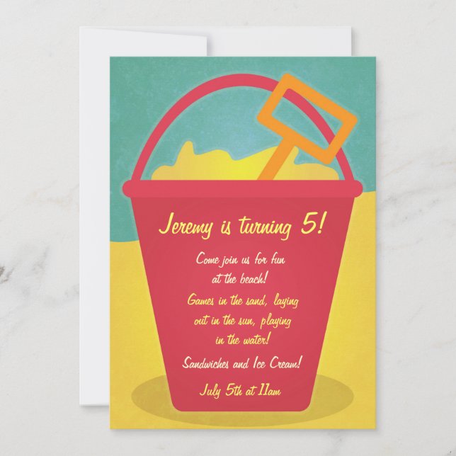 Sand Pail Beach Party Invitation (Front)