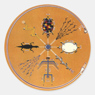 Sand Painting Native American Tribal Classic Round Sticker