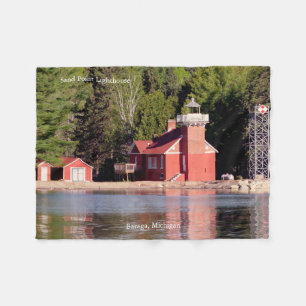 Sand Point Lighthouse Baraga fleece blanket