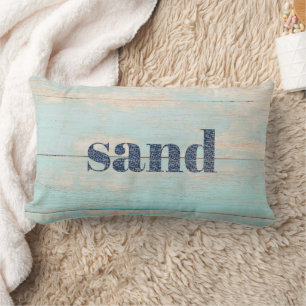 Sand Rustic Wood Beach House Lumbar Pillow