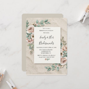 Sand Sage Green Floral Bridesmaids Luncheon Invitation