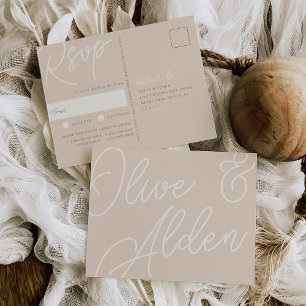 Sand Script Watermark Meal Choice RSVP Postcard