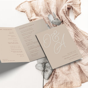 Sand   Script Watermark Monogram Wedding Program