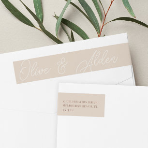 Sand Script Watermark Wedding Return Address Wrap Around Label