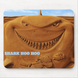 Sand sculpture shark hoo hoo mouse pad