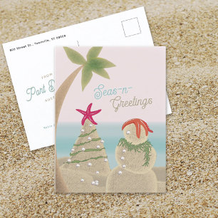 Sand Sculptures Christmas Postcard