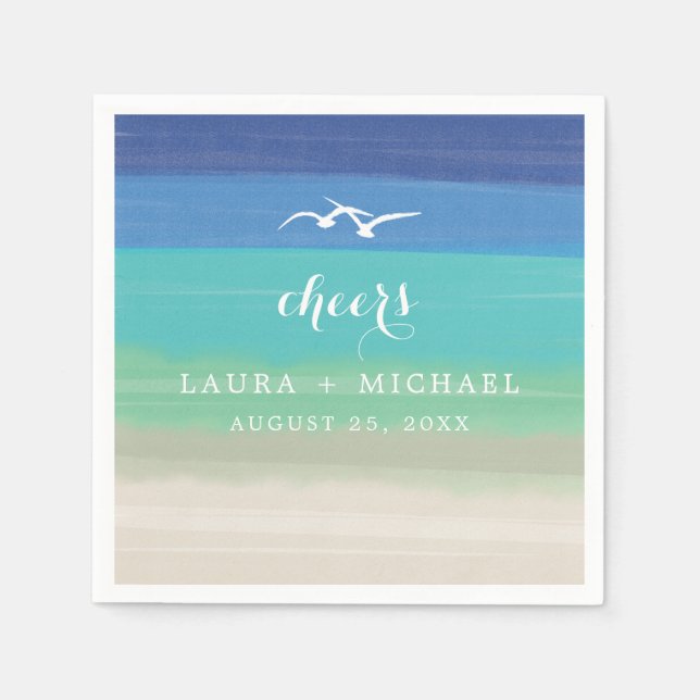 Sand, Sea and Seagulls | Wedding Napkin (Front)