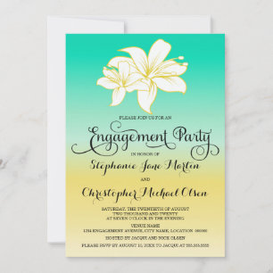 Sand & Sea Hibiscus Colour Ombre Engagement Party Invitation