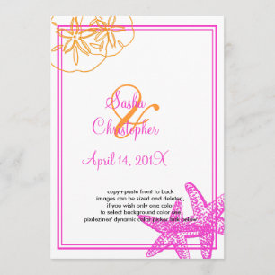 Sand+Sea/orange+fuschia/ Wedding Invitations
