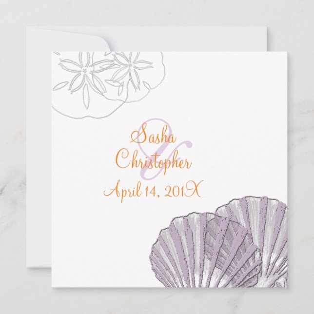 Sand+Sea/purple+orange/ Wedding Invitations (Front)