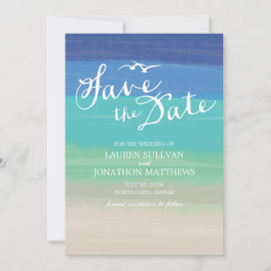 Sand, Sea & Seagulls Painted Ocean Save the Date