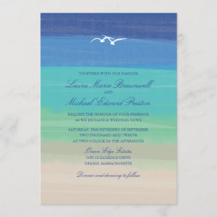 Sand, Sea & Seagulls   Painted Ocean Wedding Invitation