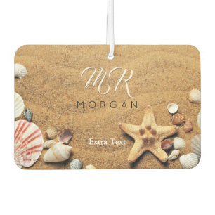 Sand & Sea Shells, DIY Name & Monogram, Extra Text Air Freshener
