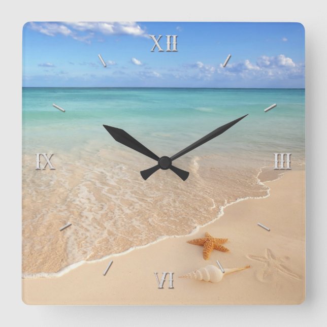 Sand & Sea Square Wall Clock (Front)